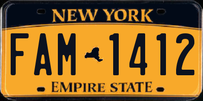 NY license plate FAM1412