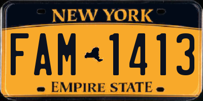 NY license plate FAM1413