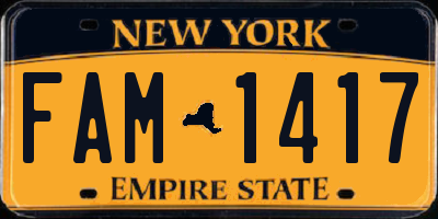 NY license plate FAM1417