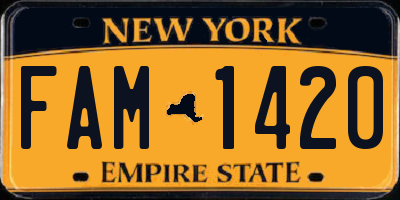 NY license plate FAM1420