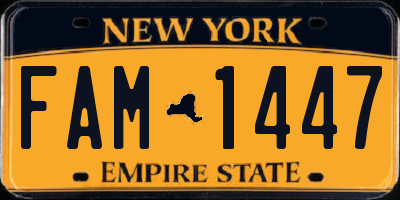 NY license plate FAM1447