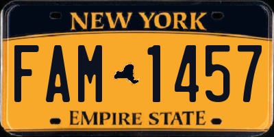 NY license plate FAM1457