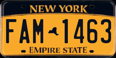NY license plate FAM1463