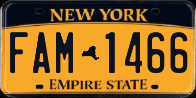 NY license plate FAM1466