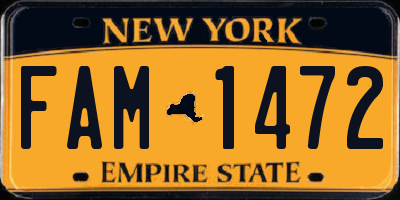 NY license plate FAM1472