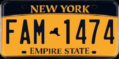NY license plate FAM1474