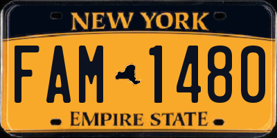 NY license plate FAM1480
