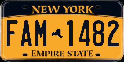 NY license plate FAM1482