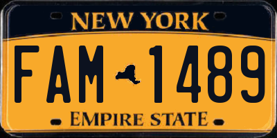 NY license plate FAM1489