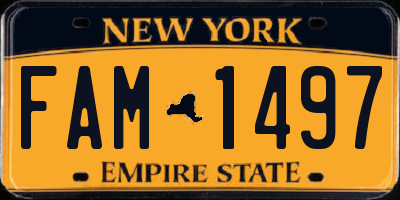 NY license plate FAM1497