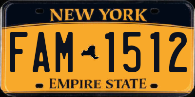 NY license plate FAM1512