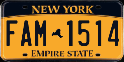 NY license plate FAM1514
