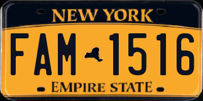 NY license plate FAM1516