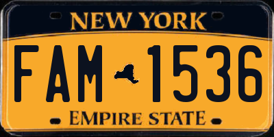 NY license plate FAM1536