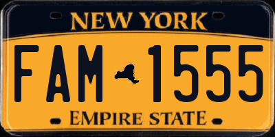 NY license plate FAM1555