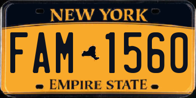 NY license plate FAM1560