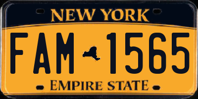 NY license plate FAM1565