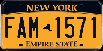NY license plate FAM1571