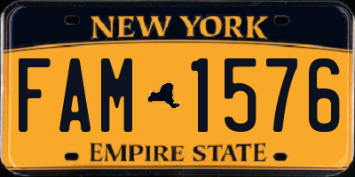 NY license plate FAM1576
