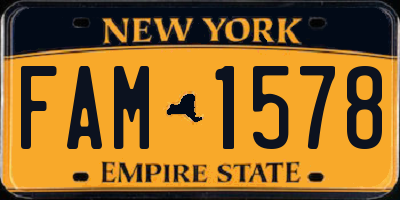 NY license plate FAM1578