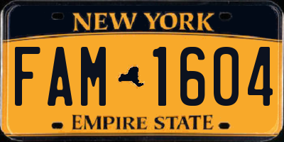 NY license plate FAM1604