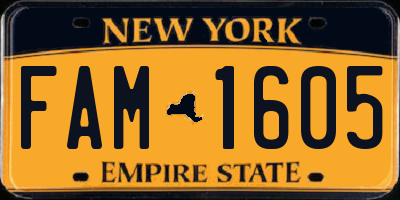 NY license plate FAM1605