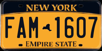 NY license plate FAM1607