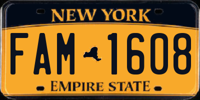 NY license plate FAM1608