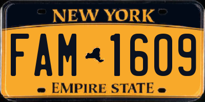 NY license plate FAM1609