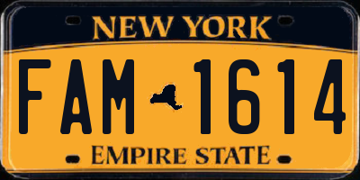 NY license plate FAM1614