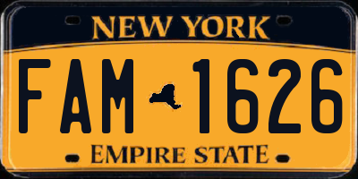 NY license plate FAM1626