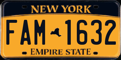 NY license plate FAM1632