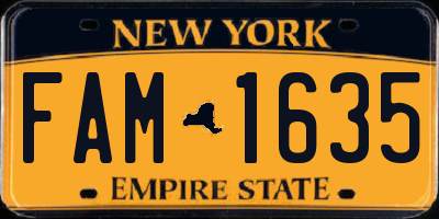 NY license plate FAM1635
