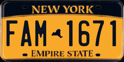 NY license plate FAM1671