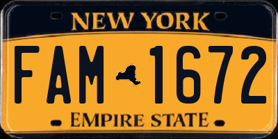 NY license plate FAM1672