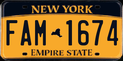 NY license plate FAM1674