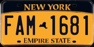 NY license plate FAM1681