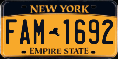 NY license plate FAM1692