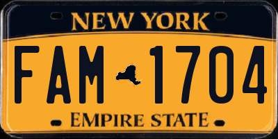 NY license plate FAM1704