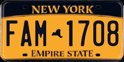 NY license plate FAM1708