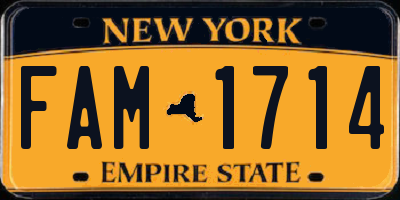 NY license plate FAM1714
