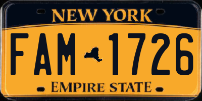 NY license plate FAM1726