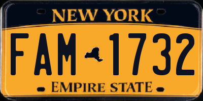 NY license plate FAM1732