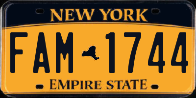NY license plate FAM1744