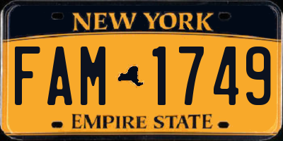 NY license plate FAM1749