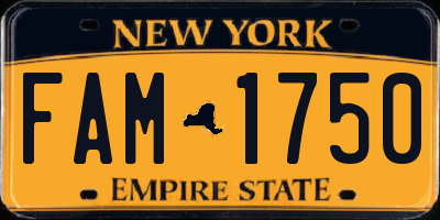 NY license plate FAM1750