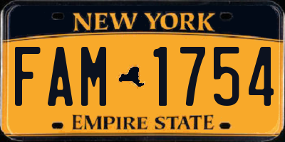 NY license plate FAM1754