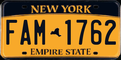NY license plate FAM1762