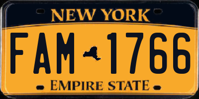 NY license plate FAM1766