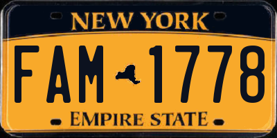 NY license plate FAM1778